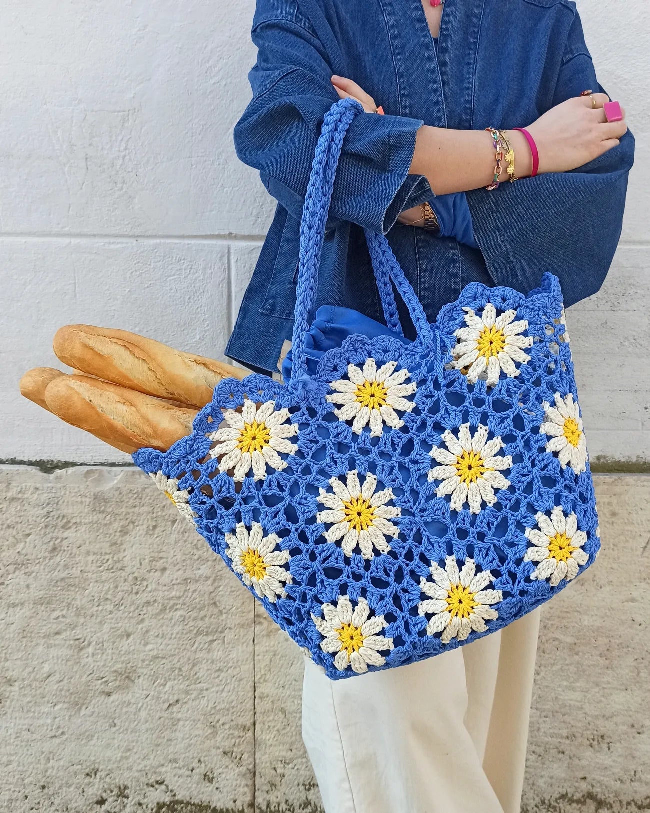 Borsa crochet Daisy indaco