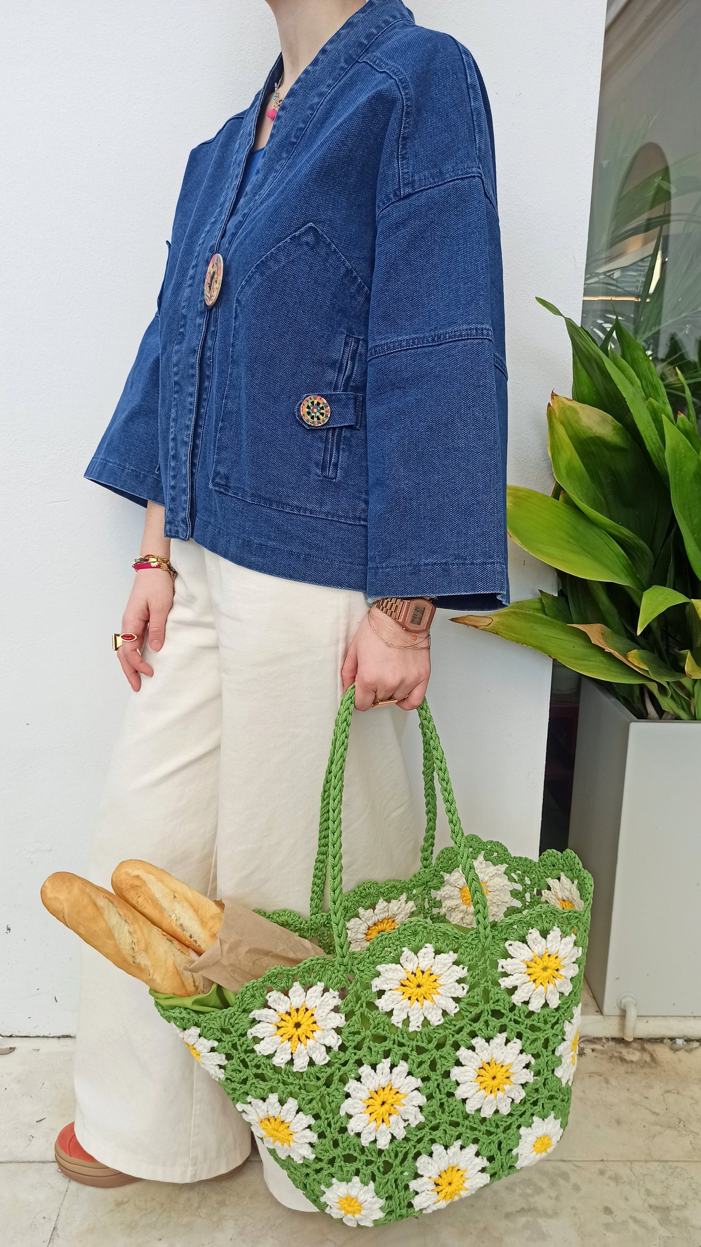 Borsa crochet Daisy verde