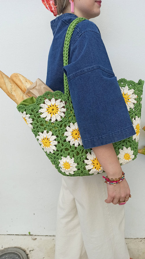 Borsa crochet Daisy verde