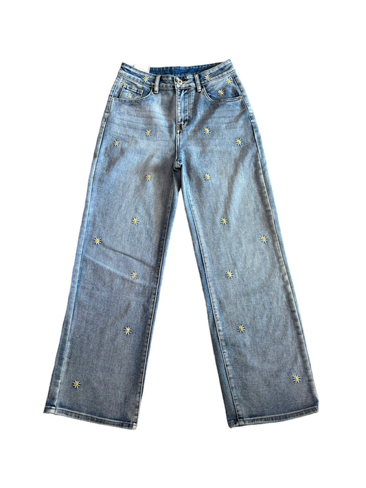 Jeans margherite ricamate