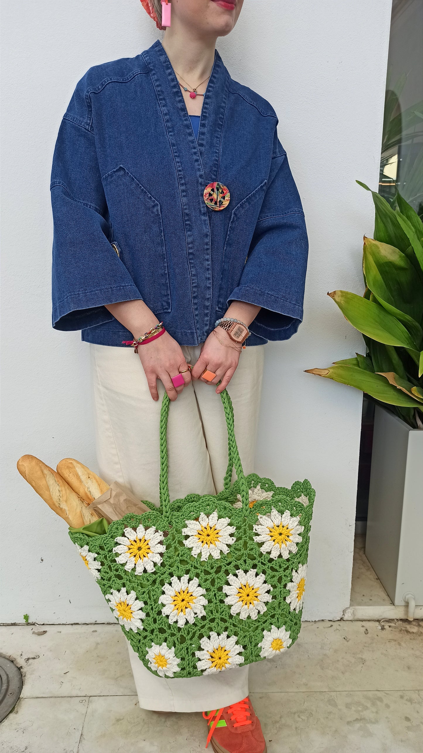 Borsa crochet Daisy verde