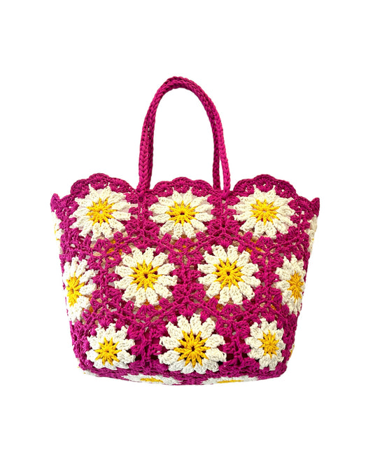 Borsa crochet Daisy Fuxia