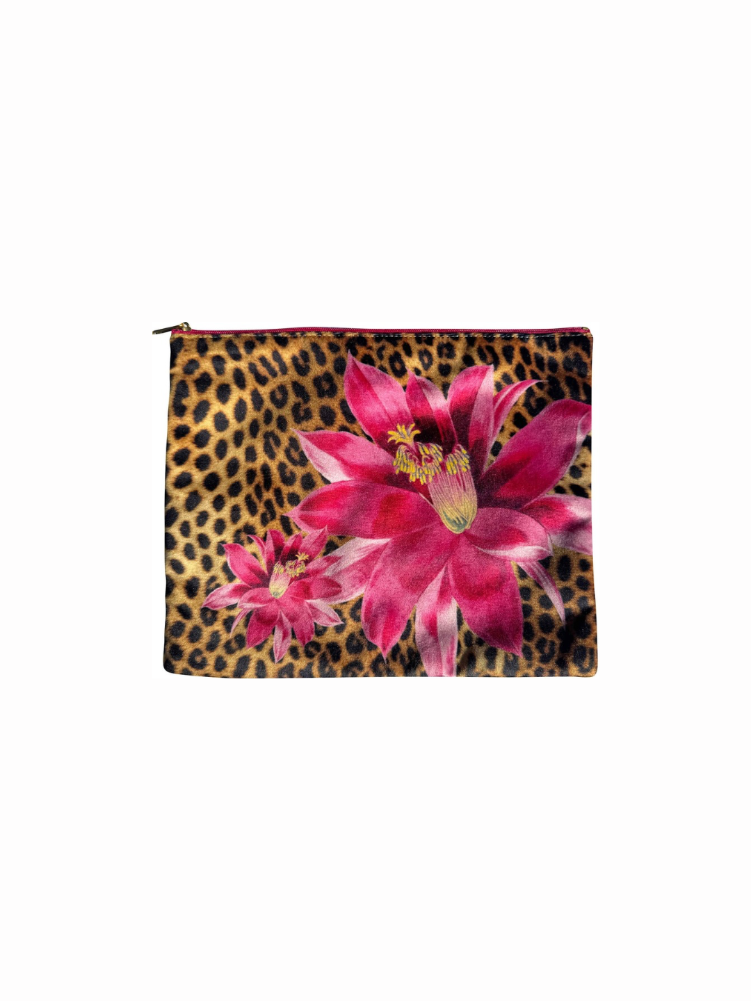 Pochette velluto leopardato e fiori