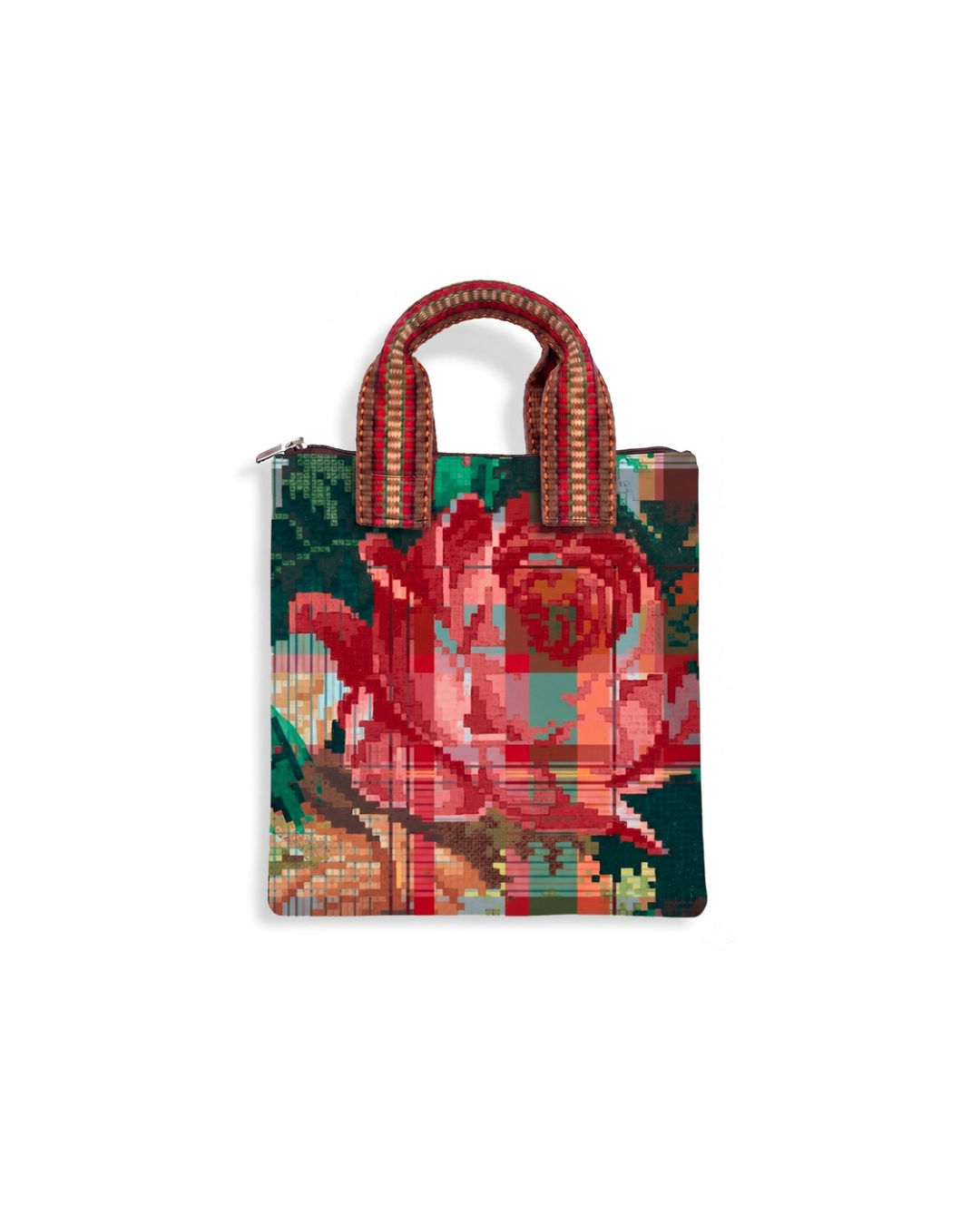 Borsa a mano tartan e fiori