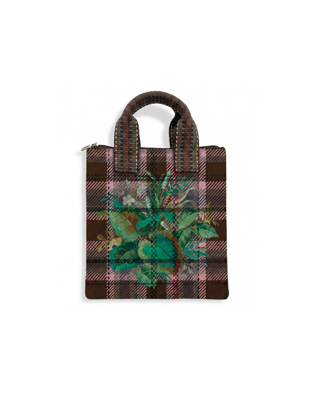 Borsa a mano tartan e fiori