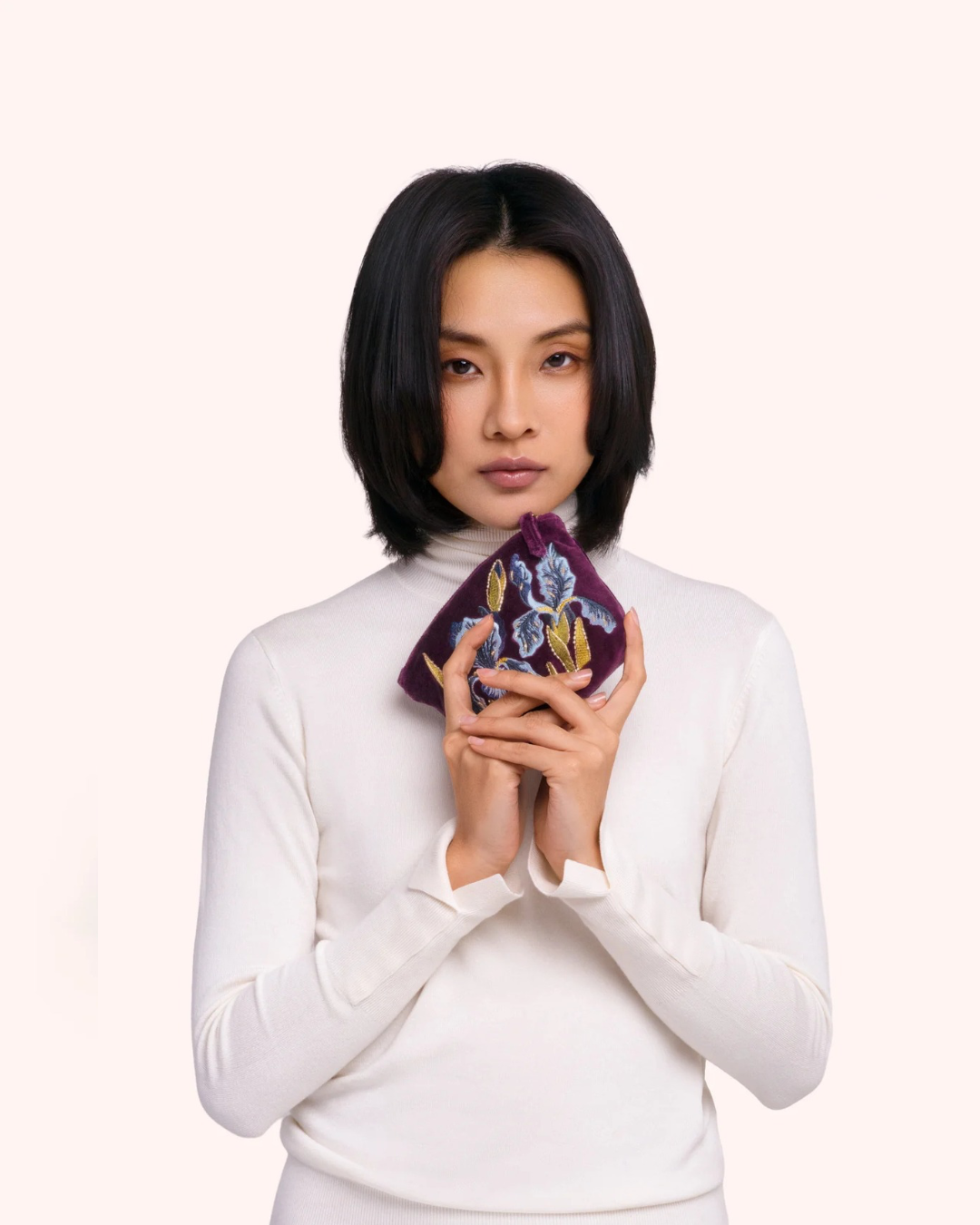Pochette velluto ricamato Iris