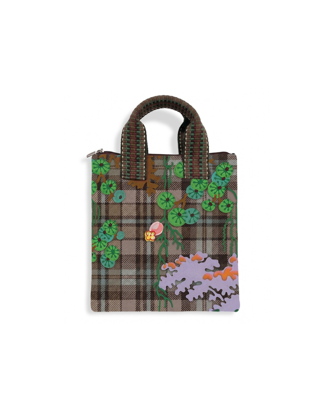 Borsa a mano tartan e fiori