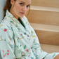 Accappatoio kimono fiori bianco e verde salvia