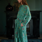 Accappatoio kimono fiori verde