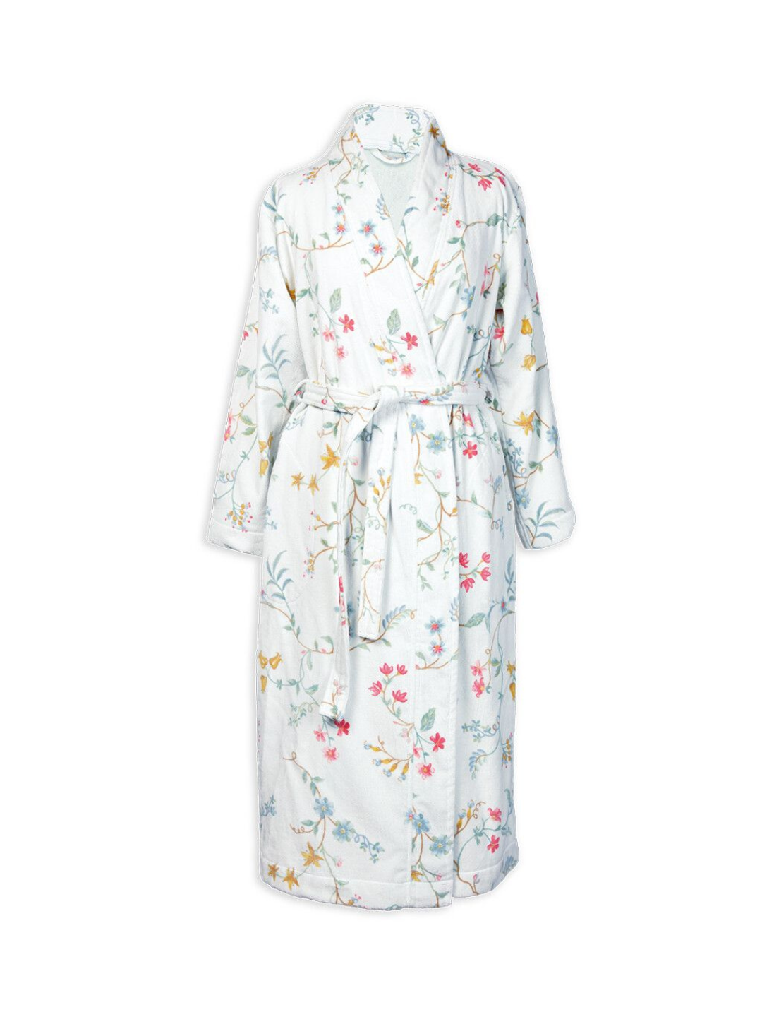 Accappatoio kimono fiori bianco e verde salvia