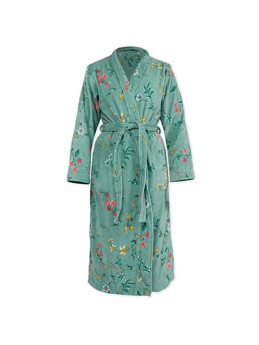 Accappatoio kimono fiori verde